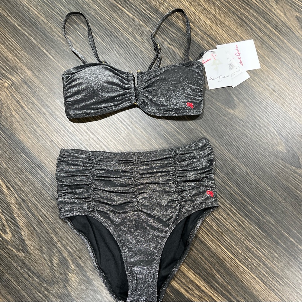 Robert Graham Black Women's Swimwear Set Shine Size 4 NWT
